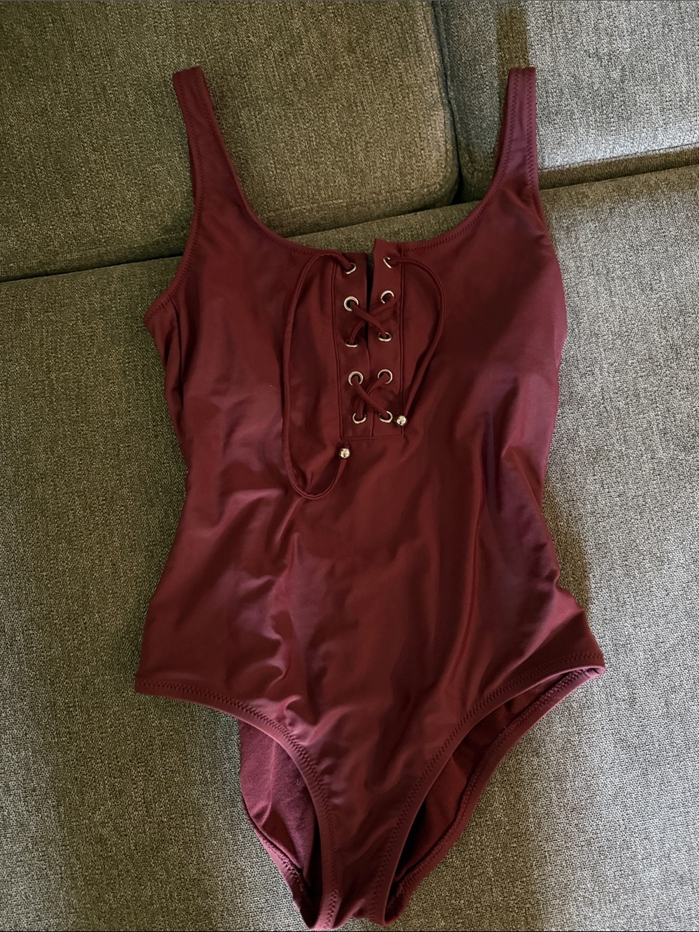 Massimo Wine Red Lace-Up One-Piece Swimsuit